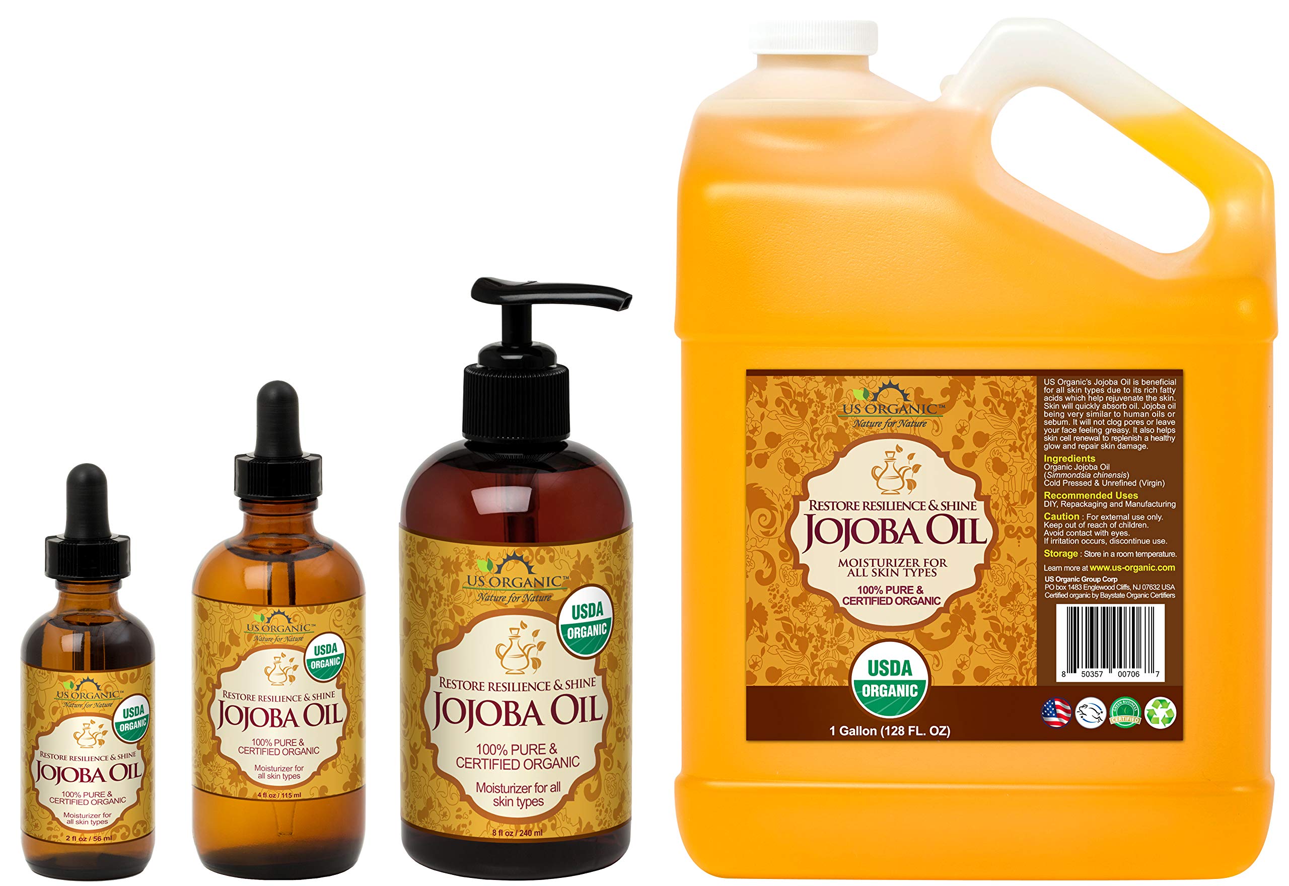 US Organic Jojoba Oil – 100% Pure USDA Organic, Cold-Pressed Virgin, 2oz (56ml)