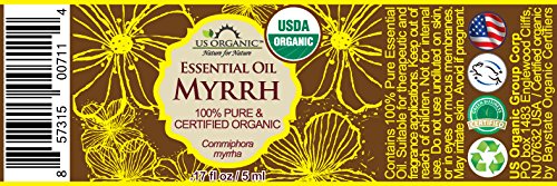 US Organic 100% Genuine Myrrh Essential Oil – USDA Organic, Hydro-Distilled, 5 ml