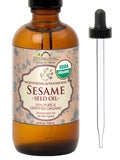 US Organic Sesame Seed Oil – USDA Organic, Untoasted, Unrefined Virgin, Cold-Pressed (4 oz) Amber Bottle with Dropper