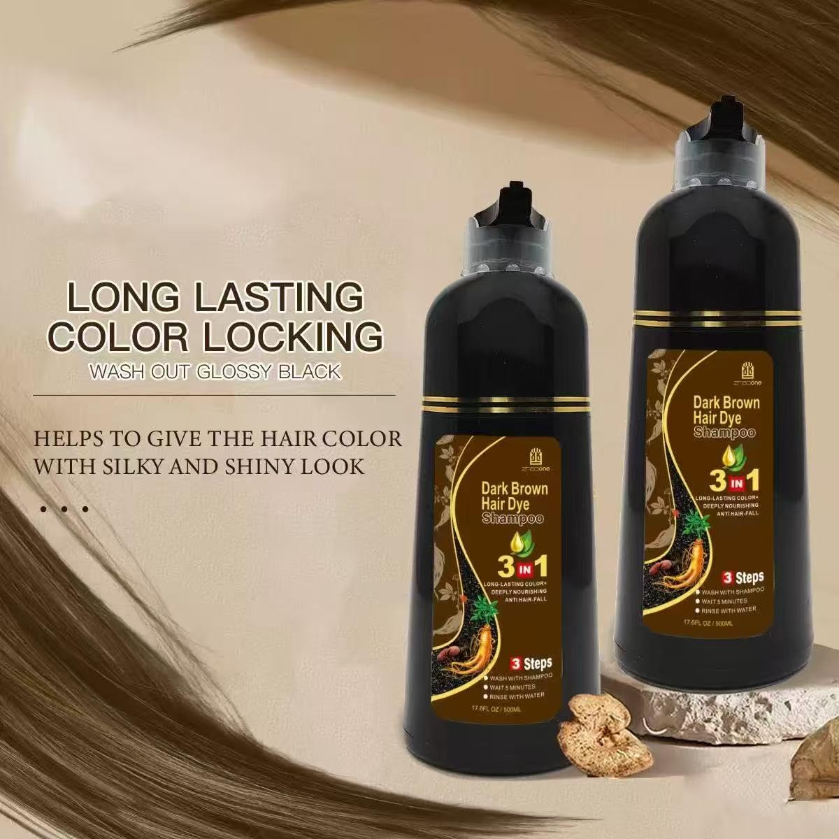 USMATEK Brown Hair Dye Shampoo – 3-in-1 Color, Scalp Care & Moisture | 500ml
