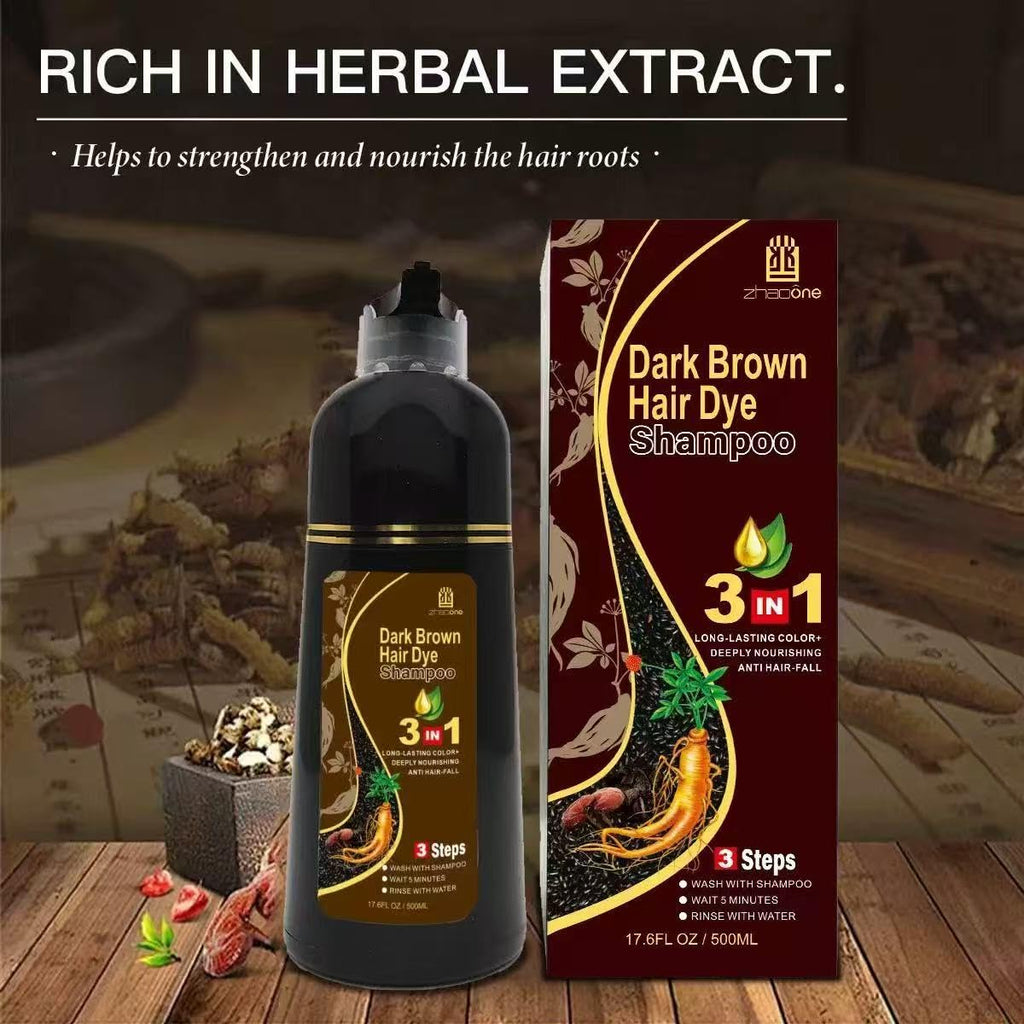 USMATEK Brown Hair Dye Shampoo – 3-in-1 Color, Scalp Care & Moisture | 500ml