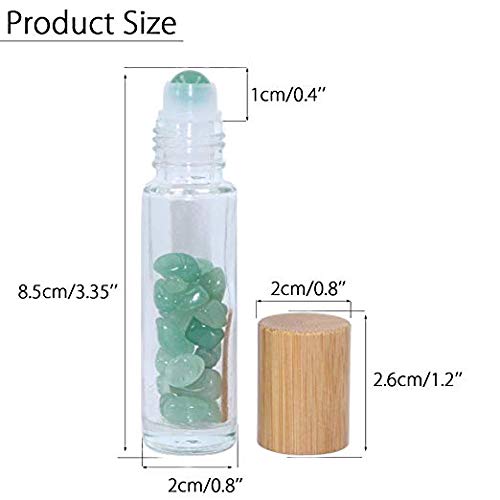 USRommaner 5 Pack 10ml Clear Roll-On Bottles with Amethyst Chakra Stones | Glass Roller Bottle Set
