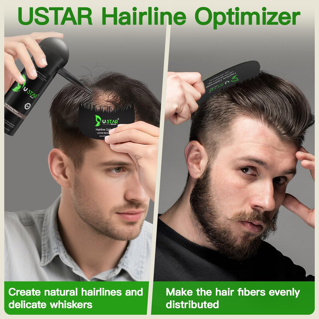 USTAR Hair Building Fibers 77.5g – 5-in-1 Set for Instantly Thicker, Fuller Hair (Medium Brown)