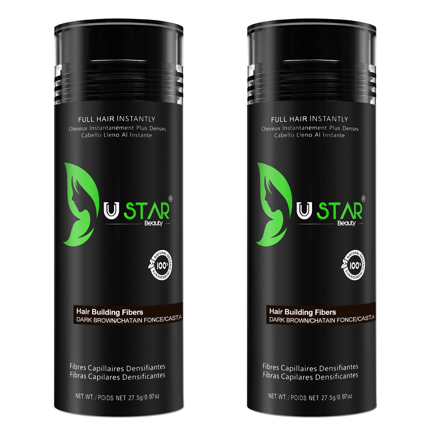 USTAR Hair Fibers 55g – Instant Volume for Thinning Hair (Dark Brown)