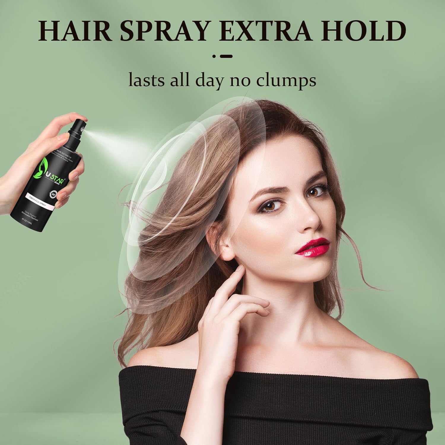 USTAR Hair Fibers 27.5g – Instant Fuller Look with Fiberhold Spray (Dark Brown)