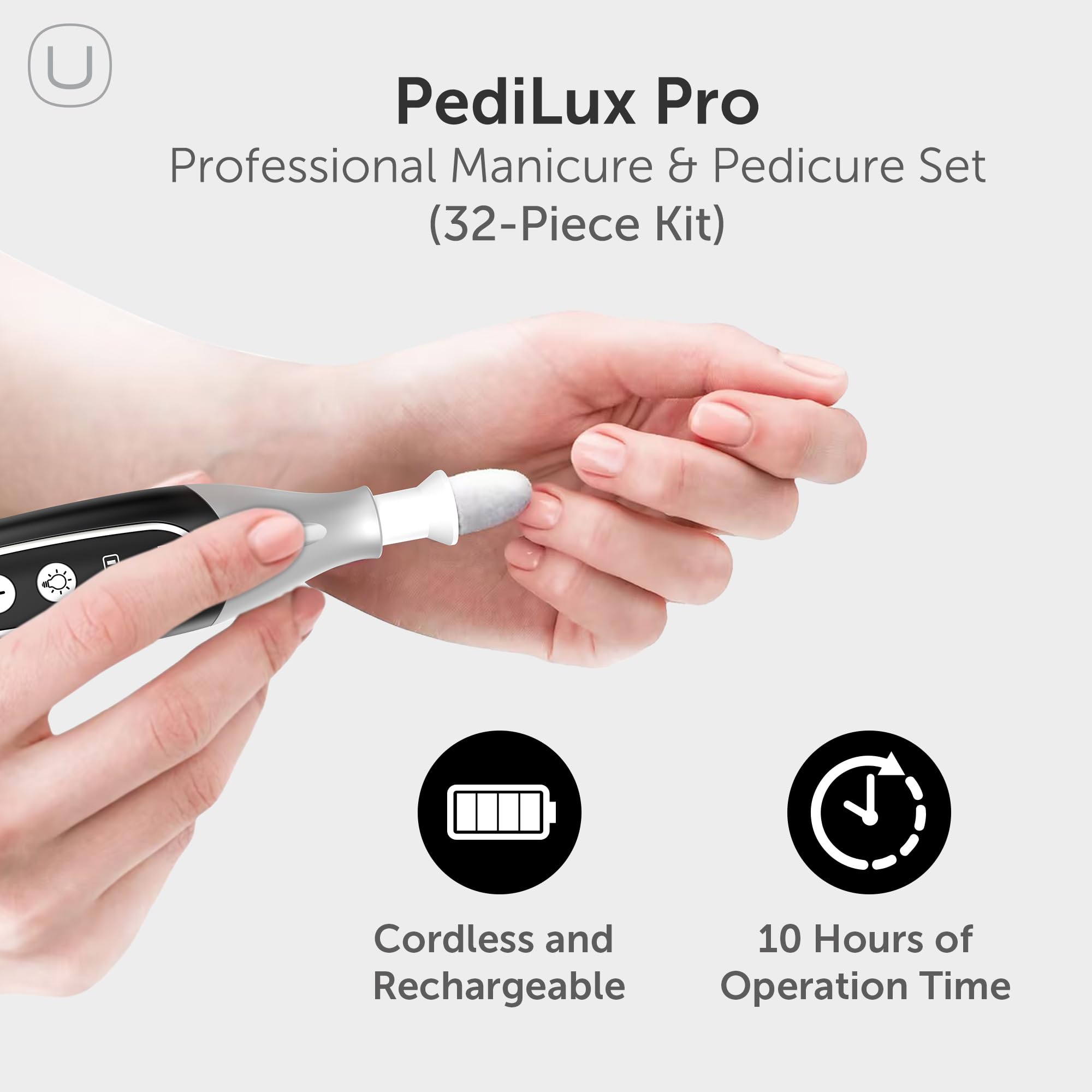 UTILYZE PediLux Pro – Professional At-Home Nail Care Kit with Cordless Nail File, 10-Speed
