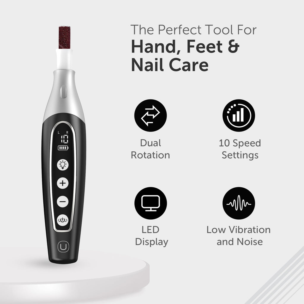 UTILYZE PediLux Pro – Professional At-Home Nail Care Kit with Cordless Nail File, 10-Speed