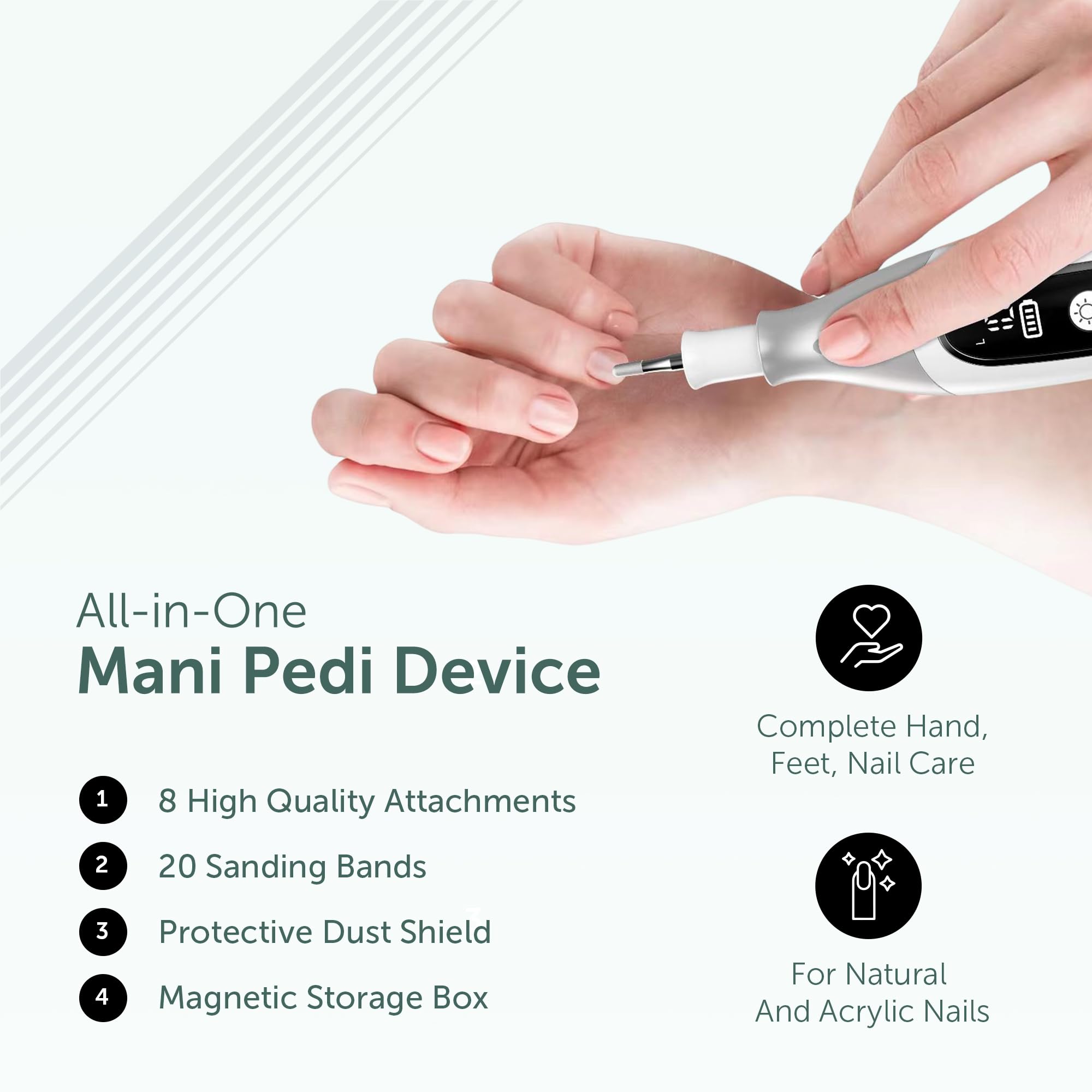 UTILYZE PediLux Pro: Cordless Professional Nail Drill & 32-Piece Manicure Pedicure Kit