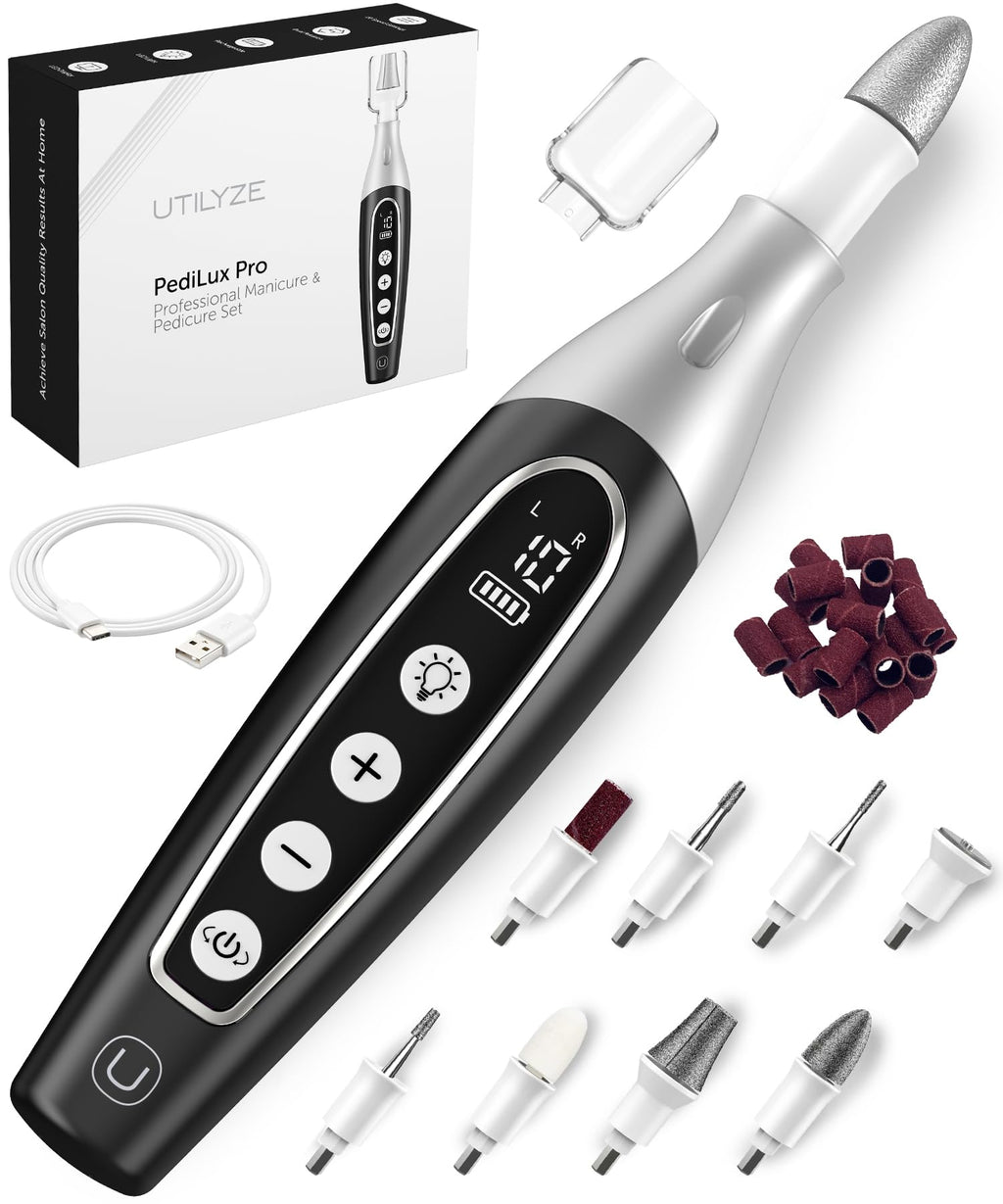 UTILYZE PediLux Pro – Professional At-Home Nail Care Kit with Cordless Nail File, 10-Speed