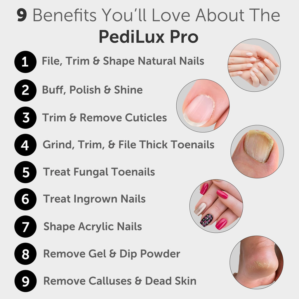 UTILYZE PediLux Pro – Professional At-Home Nail Care Kit with Cordless Nail File, 10-Speed