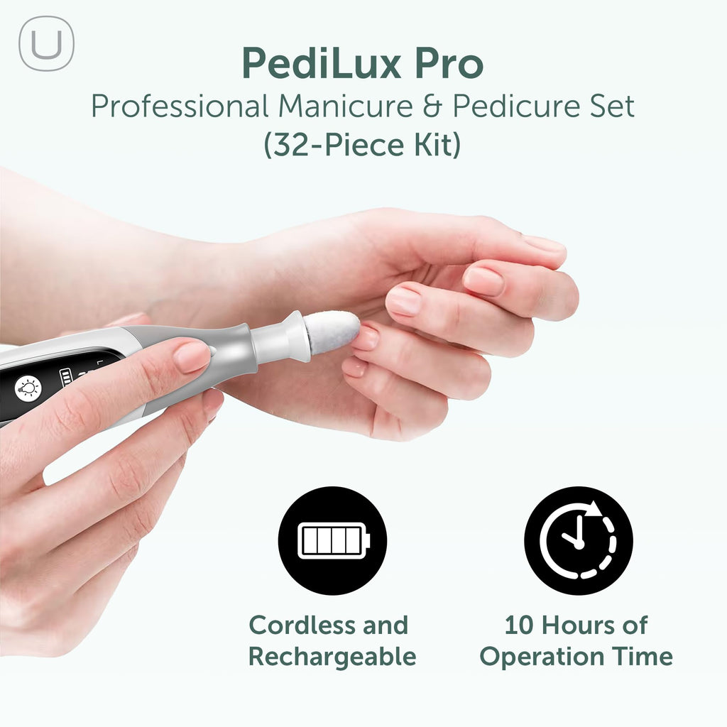 UTILYZE PediLux Pro: Cordless Professional Nail Drill & 32-Piece Manicure Pedicure Kit