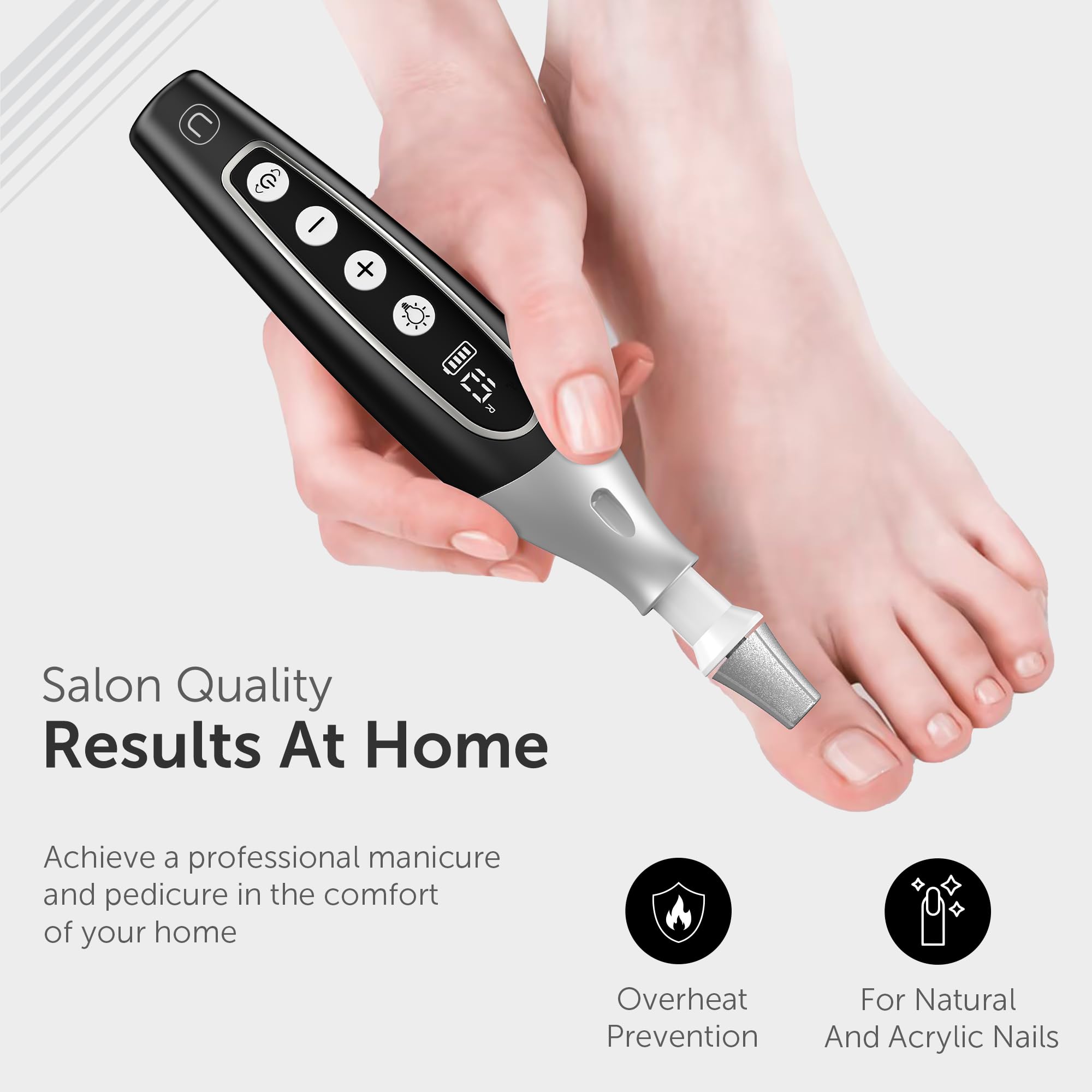 UTILYZE PediLux Pro – Professional At-Home Nail Care Kit with Cordless Nail File, 10-Speed