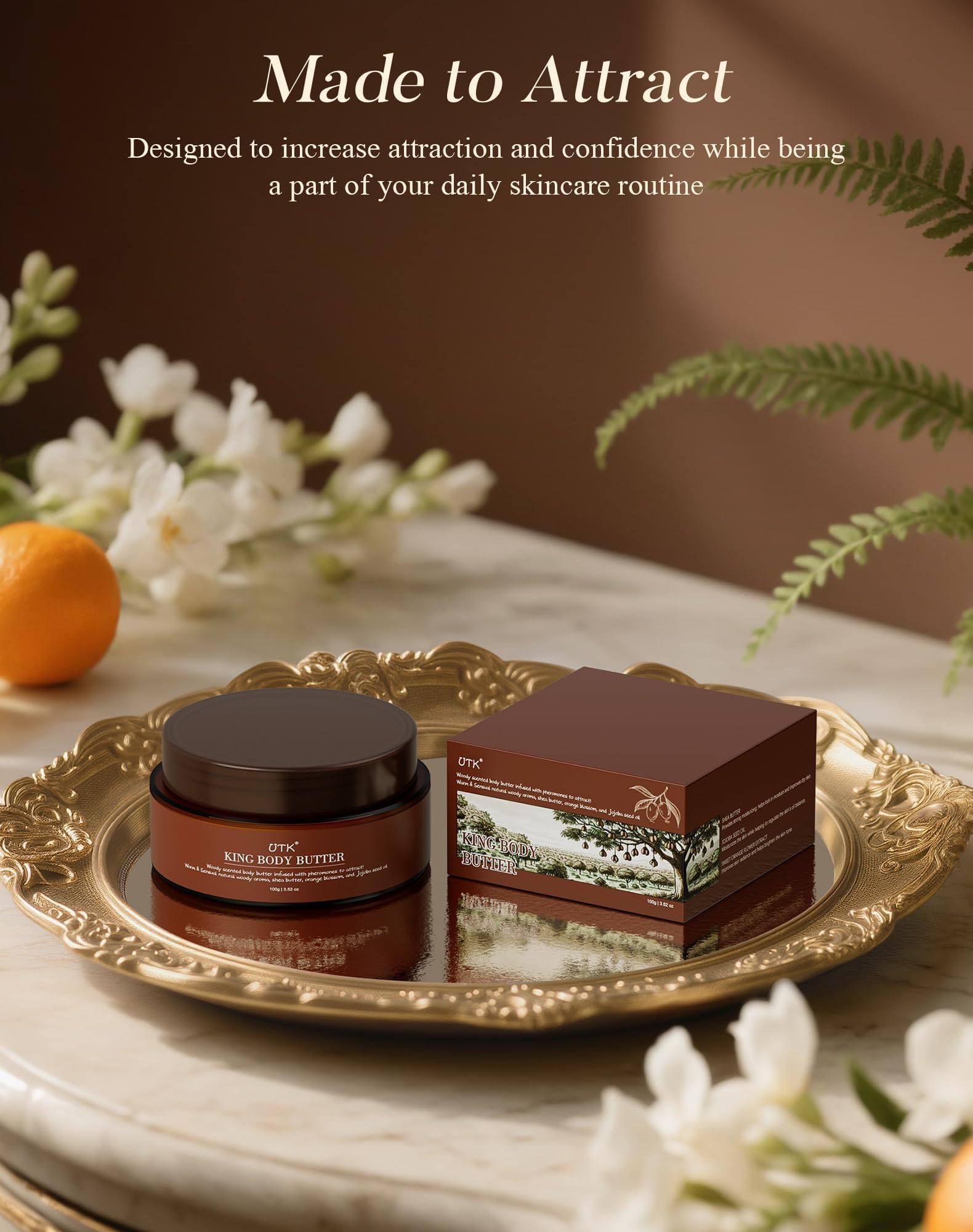 UTK King Body Butter for Men – Woody Fragrance & Orange Blossom, Organic Shea & Jojoba, All-Day Hydration (3.5 oz)