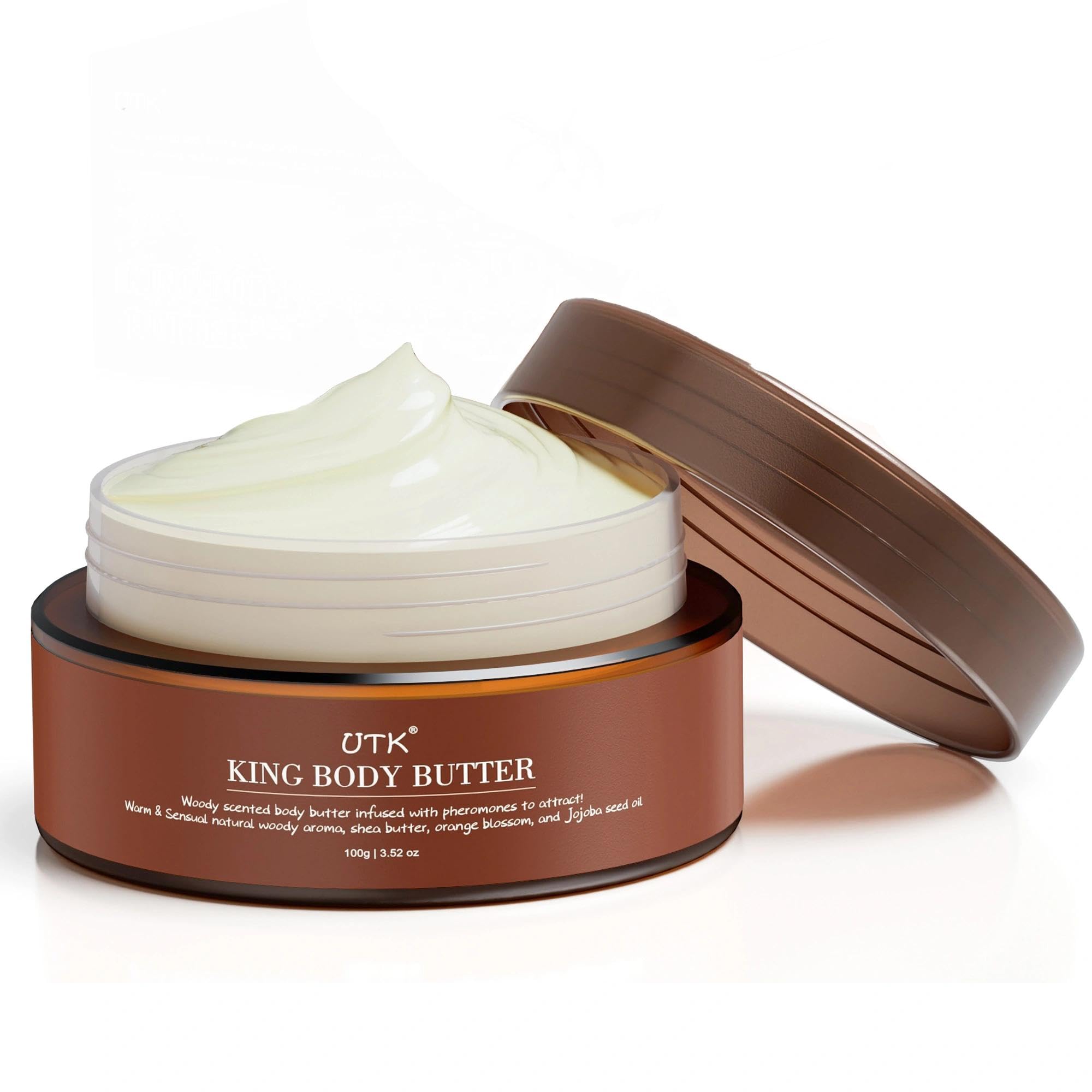UTK King Body Butter for Men – Woody Fragrance & Orange Blossom, Organic Shea & Jojoba, All-Day Hydration (3.5 oz)