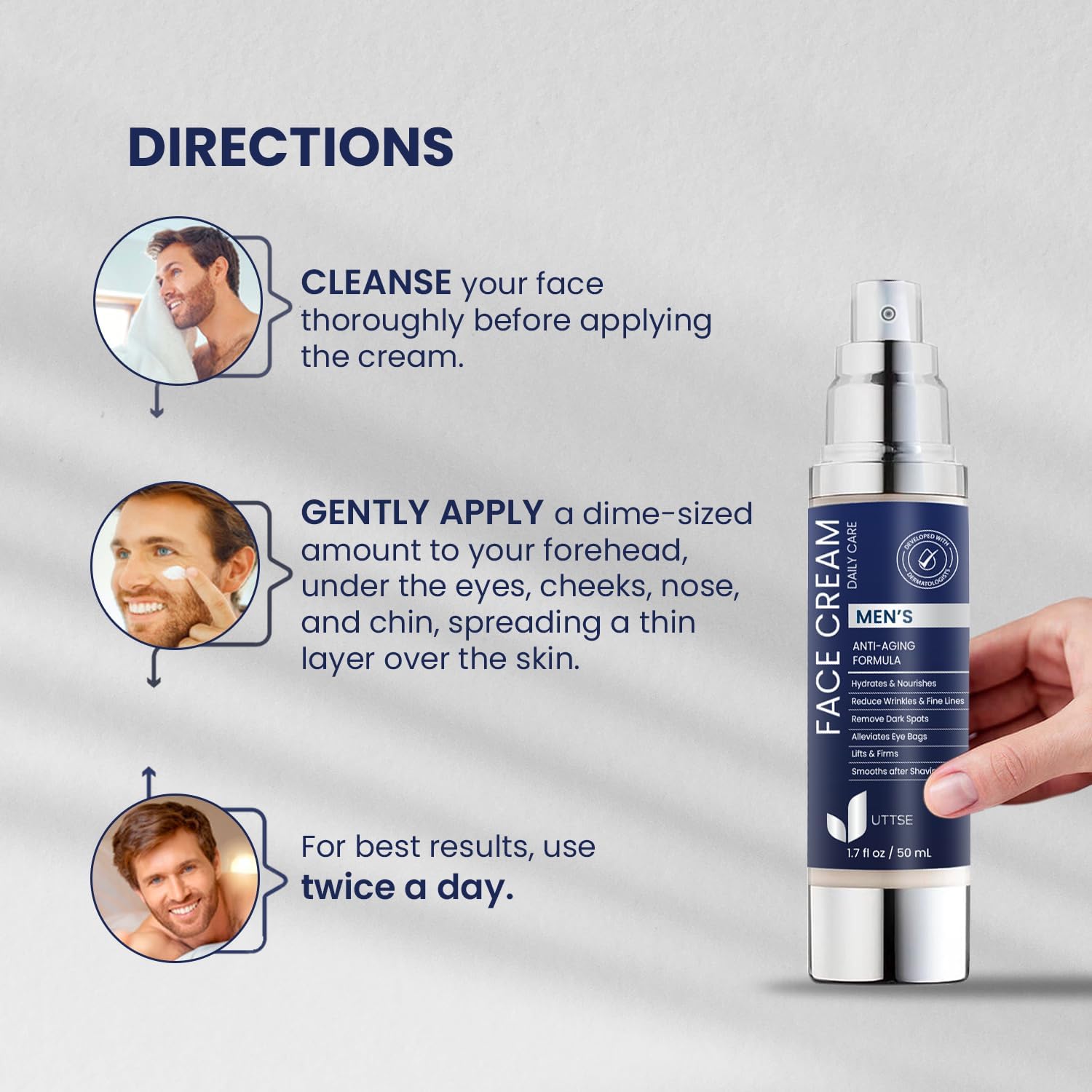 Uttse 6-in-1 Mens Face Moisturizer | Depuff, Brighten, Hydrate – Made in Korea