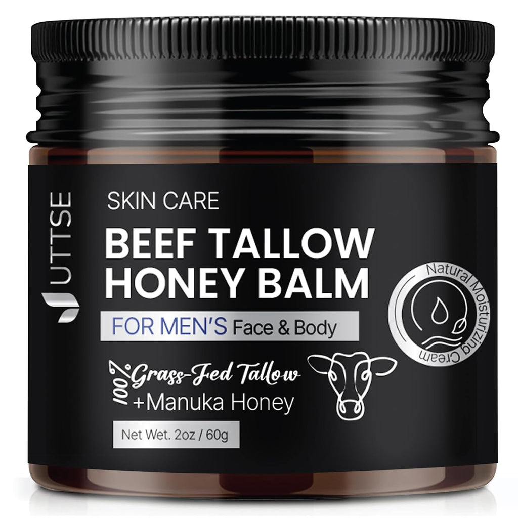 Uttse Men's Beef Tallow Balm — 2 oz Face Moisturizer with Honey & Olive Oil