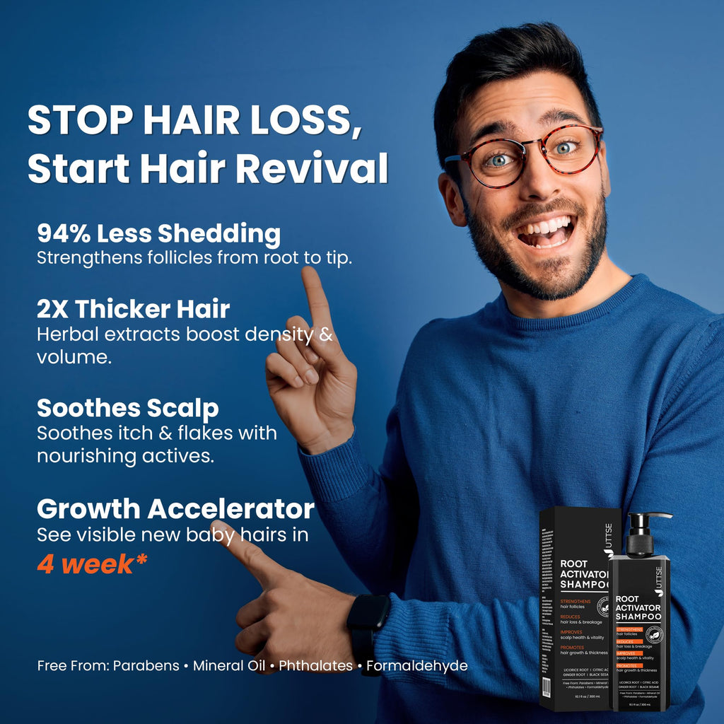 Uttse Root Activator Shampoo for Men – Hair Growth & Thicker Hair (300 mL)