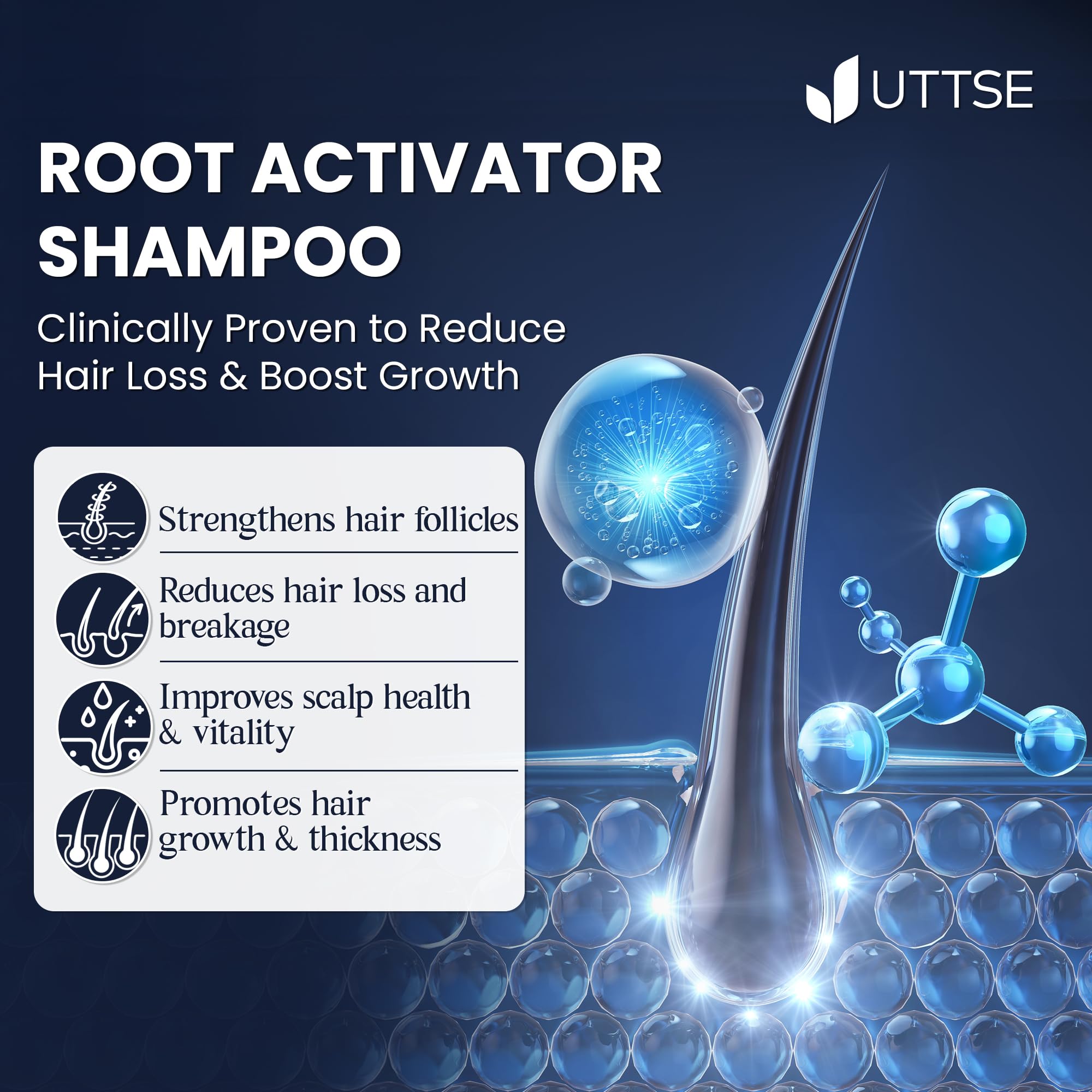 Uttse Root Activator Shampoo for Men – Hair Growth & Thicker Hair (300 mL)