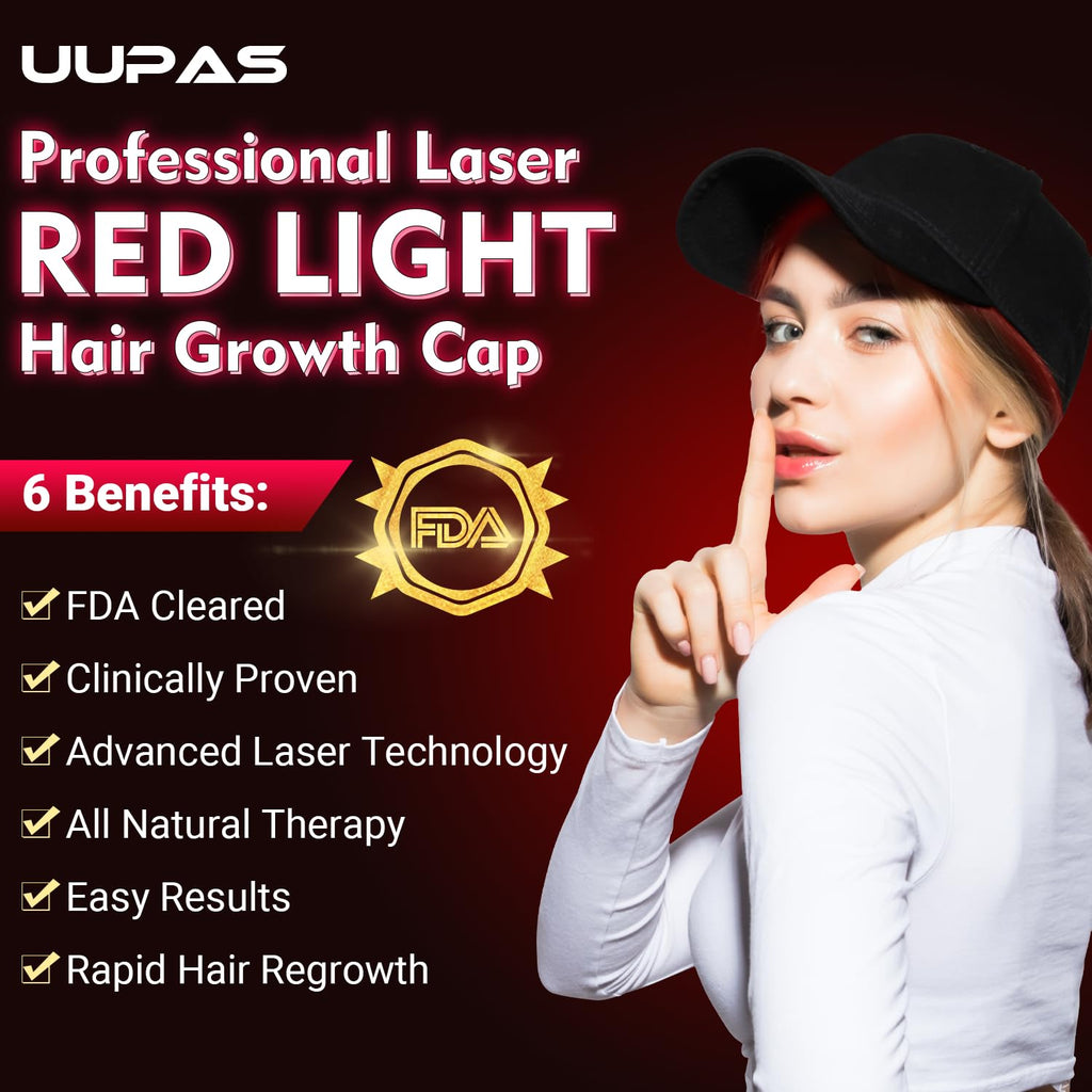 UUPAS Hair Growth Device – FDA Cleared Laser Red Light Therapy Cap for Hair Regrowth