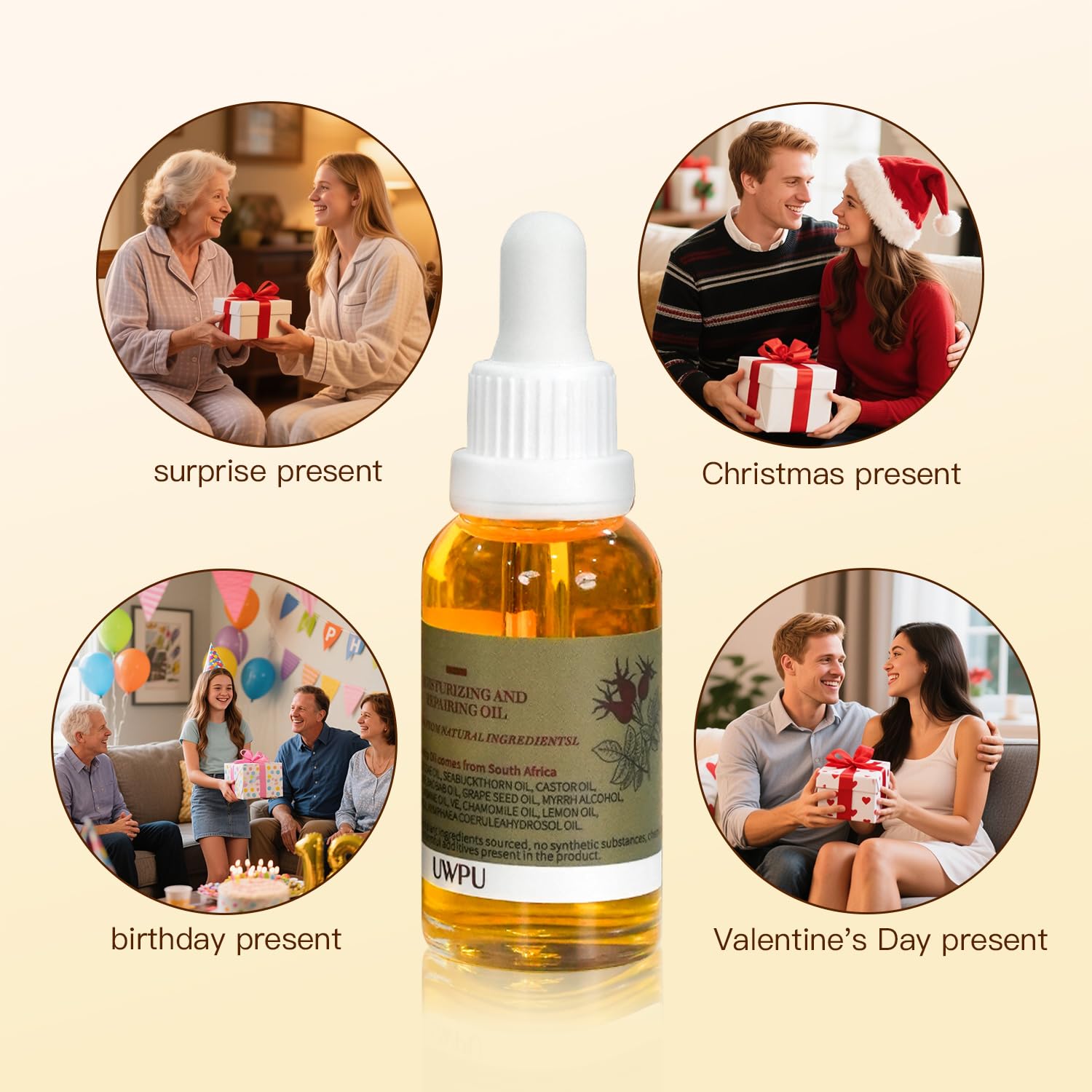 UWPU Organic Rosehip Oil - Cold-Pressed Bakuchiol Facial Oil, 30ml