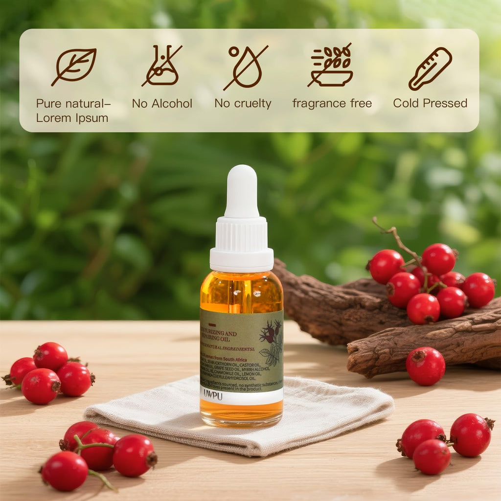UWPU Organic Rosehip Oil - Cold-Pressed Bakuchiol Facial Oil, 30ml