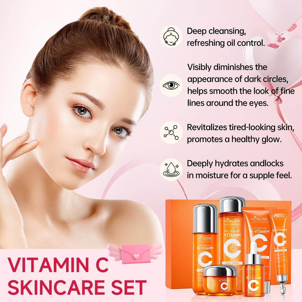 UZTUZT 6-Piece Hydrating Skincare Set | Vitamin C & Niacinamide | Gift for Women