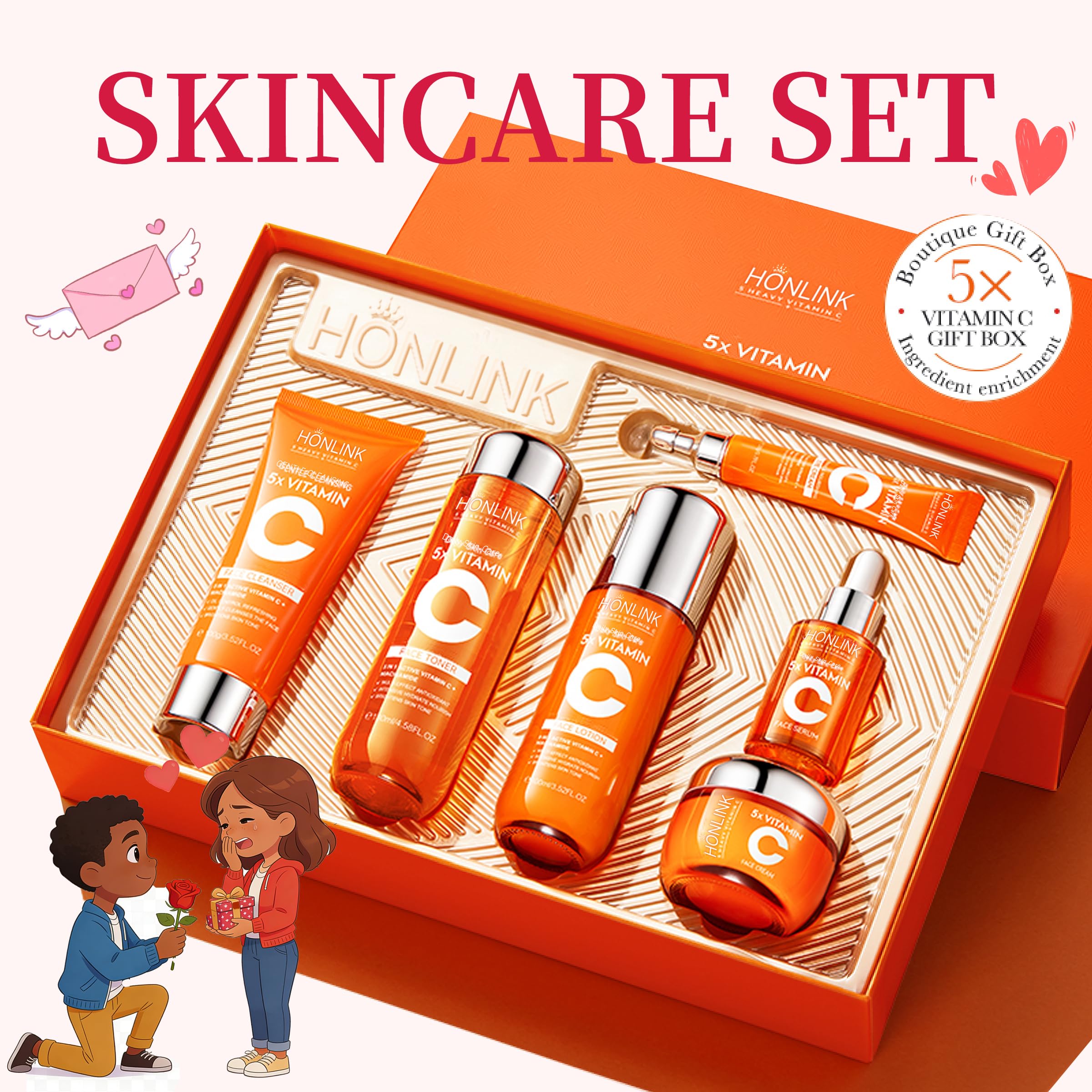 UZTUZT 6-Piece Hydrating Skincare Set | Vitamin C & Niacinamide | Gift for Women