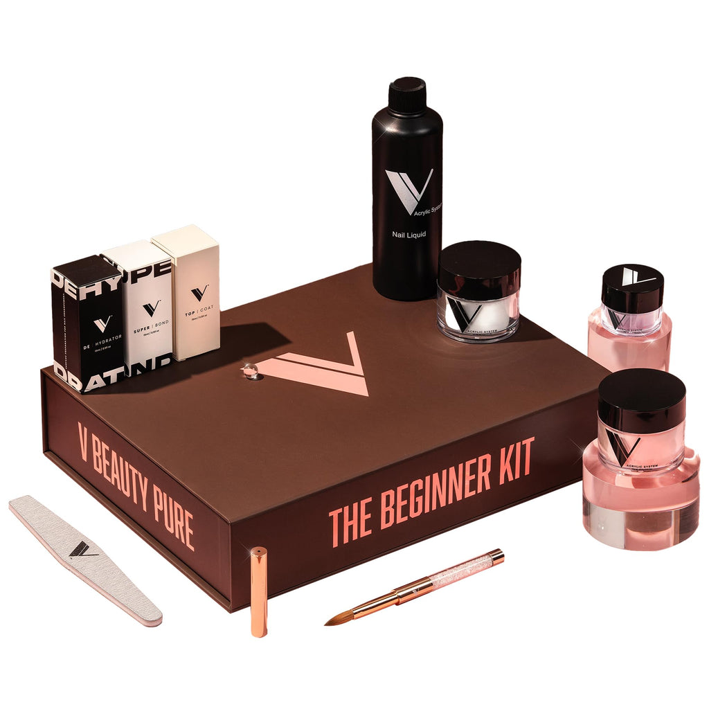 V Beauty Pure Acrylic Nail Kit – Beginner Set with Gel Top Coat, Dehydrator, Monomer Liquid & Dip Powder
