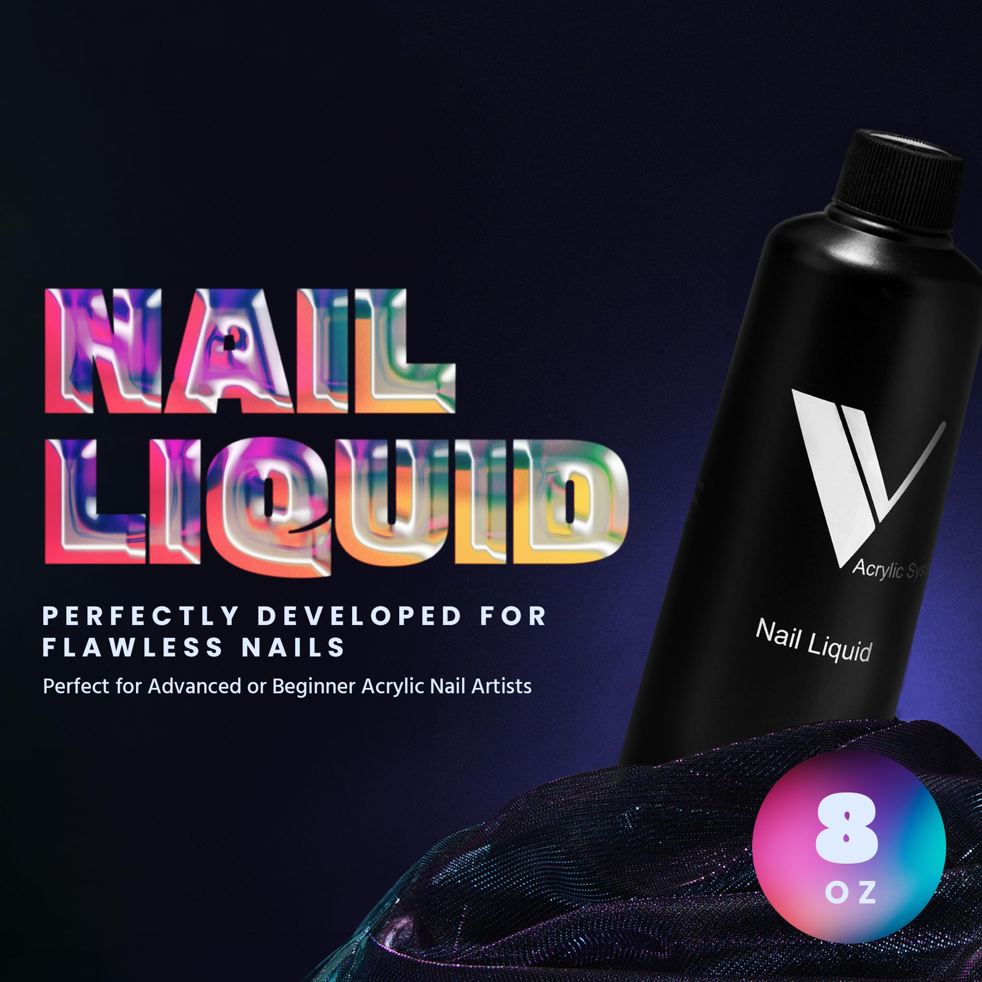 V Beauty Pure Monomer Liquid 8oz – Long-Lasting Acrylic with Smooth Gloss Finish