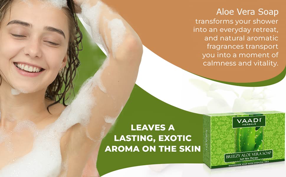 Vaadi Herbals Aloe Vera Soap – Pack of 8 x 75g | Two-Layer Formula with Aloe Vera & Honey