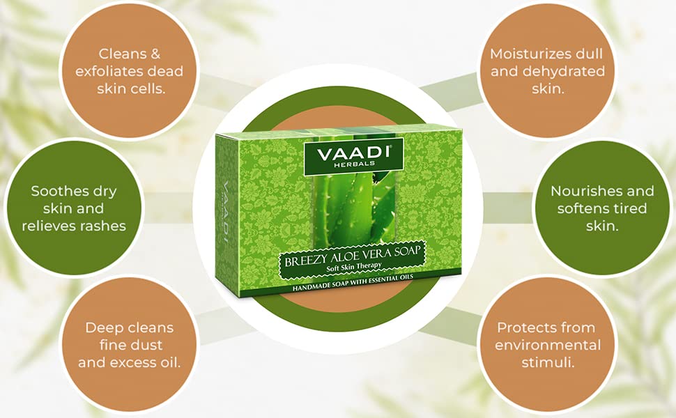 Vaadi Herbals Aloe Vera Soap – Pack of 8 x 75g | Two-Layer Formula with Aloe Vera & Honey