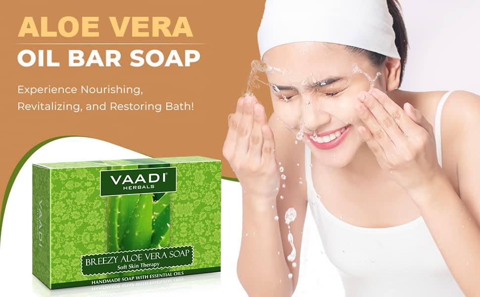 Vaadi Herbals Aloe Vera Soap – Pack of 8 x 75g | Two-Layer Formula with Aloe Vera & Honey