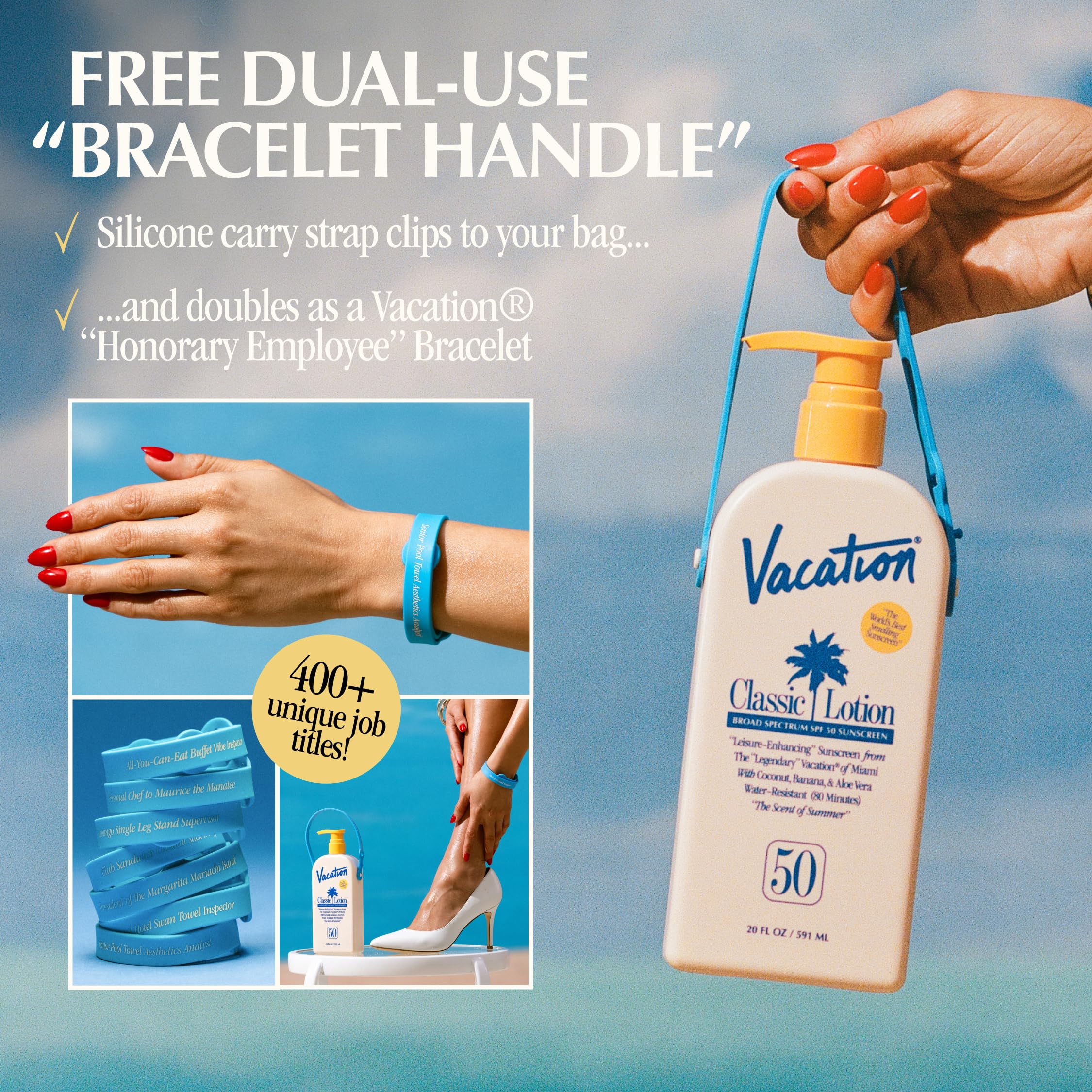 VACATION Classic Lotion SPF 50 Sun Jug – 20oz Bulk Sunscreen with Pump | Vegan & Water-Resistant