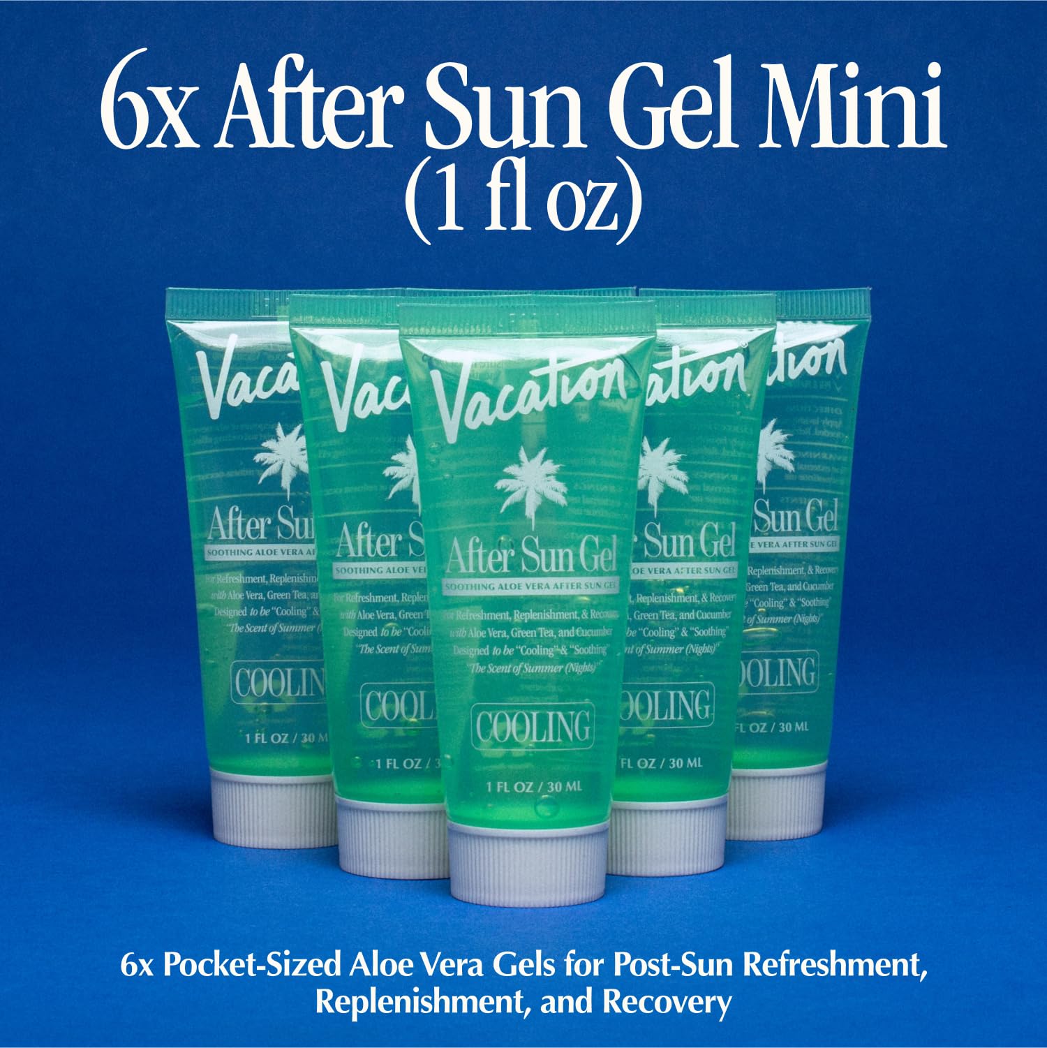 VACATION Mini After Sun Gel – Travel-Size Aloe Vera Gel for Hydration & Cooling (6-Pack)