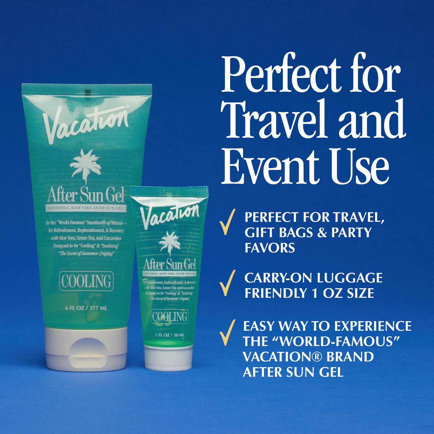 VACATION Mini After Sun Gel – Travel-Size Aloe Vera Gel for Hydration & Cooling (6-Pack)
