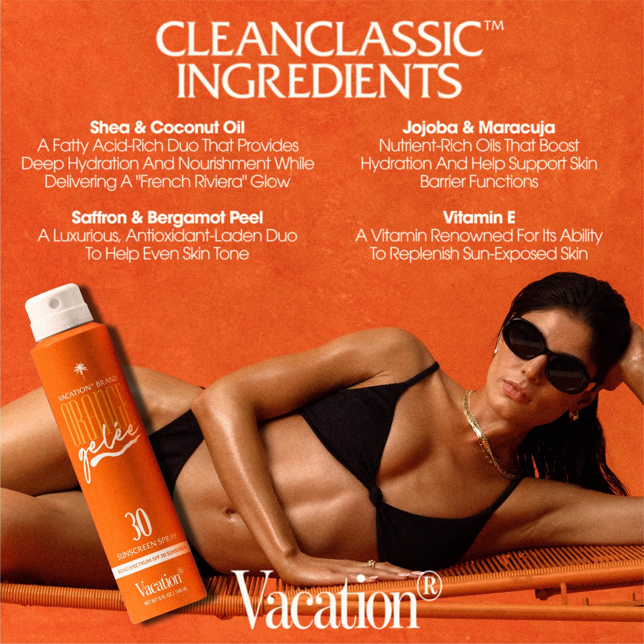 Vacation Orange Gelée SPF 30 Sunscreen Spray Oil & Free Air Freshener Bundle | Vegan