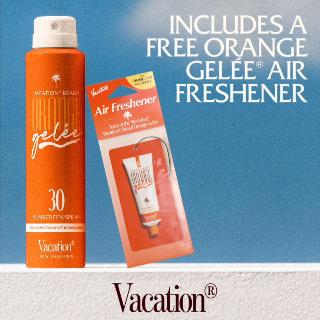 Vacation Orange Gelée SPF 30 Sunscreen Spray Oil & Free Air Freshener Bundle | Vegan