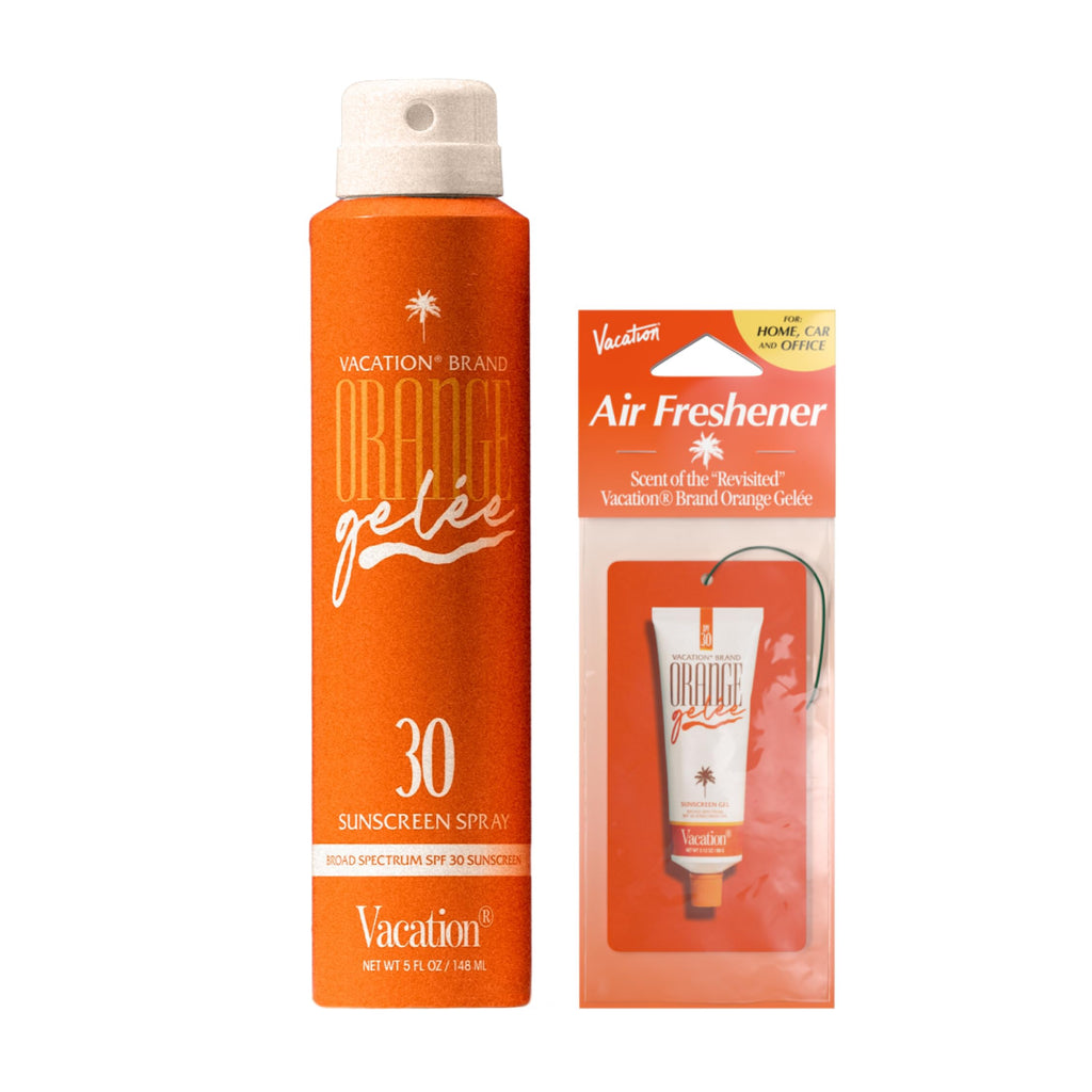 Vacation Orange Gelée SPF 30 Sunscreen Spray Oil & Free Air Freshener Bundle | Vegan