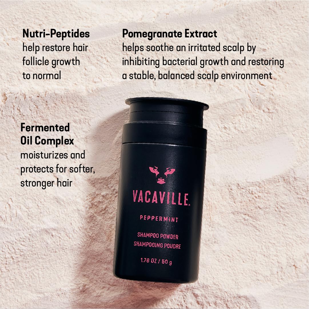 Vacaville Beauty Mini Shampoo Gift Set: Peppermint Powder Shampoo & Conditioner for All Hair Types - Vegan, Eco-Friendly, Cruelty-Free - Botanical Ingredients Clinically Proven to Promote Hair Growth