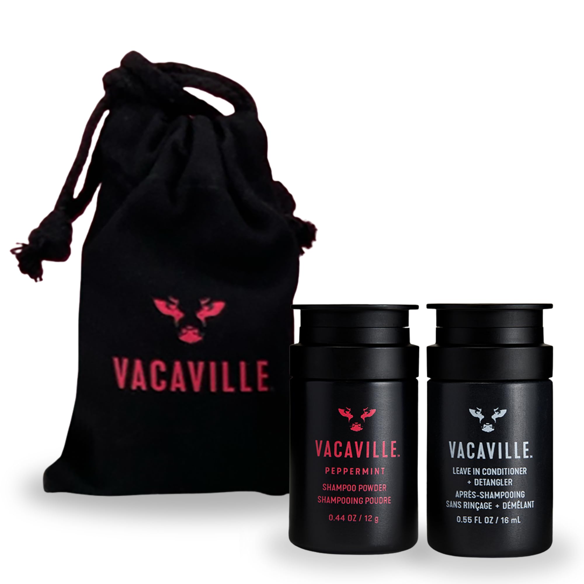 Vacaville Beauty Mini Shampoo Gift Set: Peppermint Powder Shampoo & Conditioner for All Hair Types - Vegan, Eco-Friendly, Cruelty-Free - Botanical Ingredients Clinically Proven to Promote Hair Growth