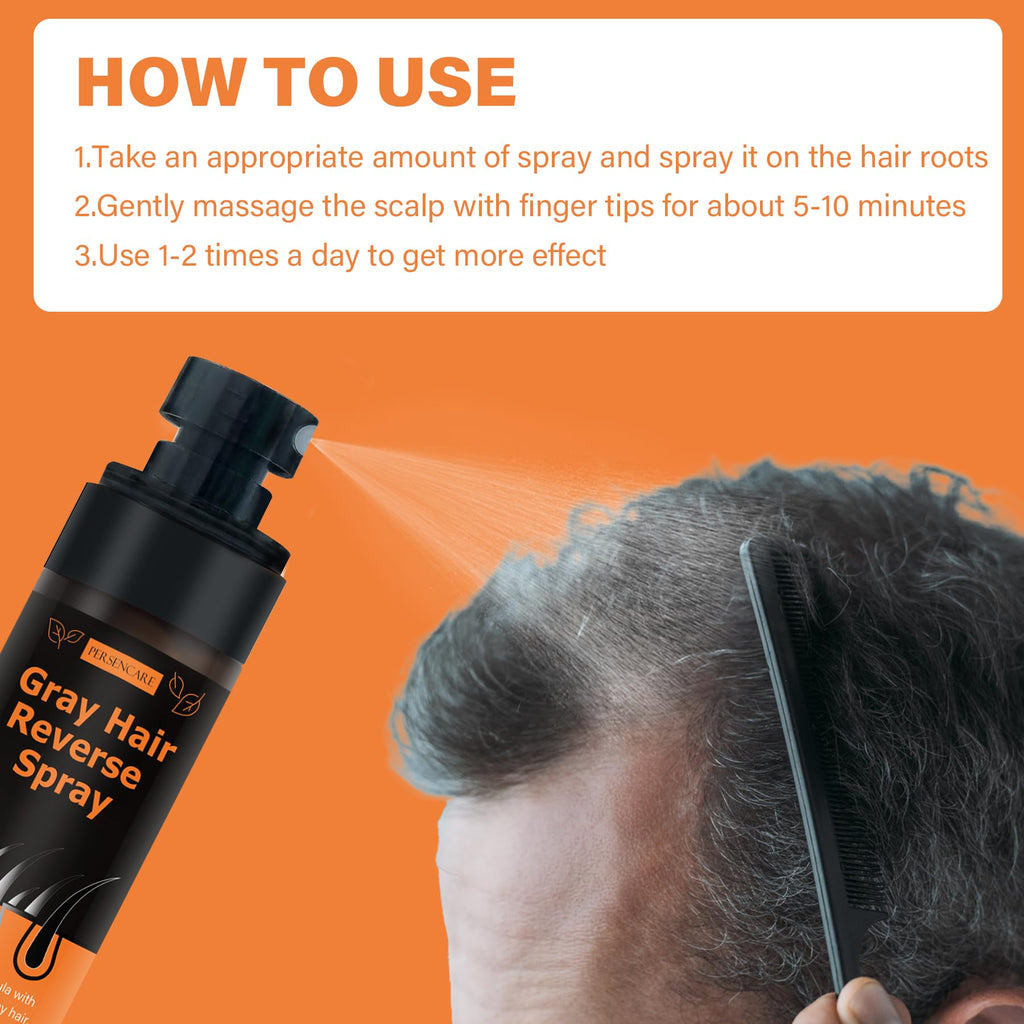 VAEYAE Herbal Gray Hair Reverse Spray - Darkening and Growth Support for Thinning Hair