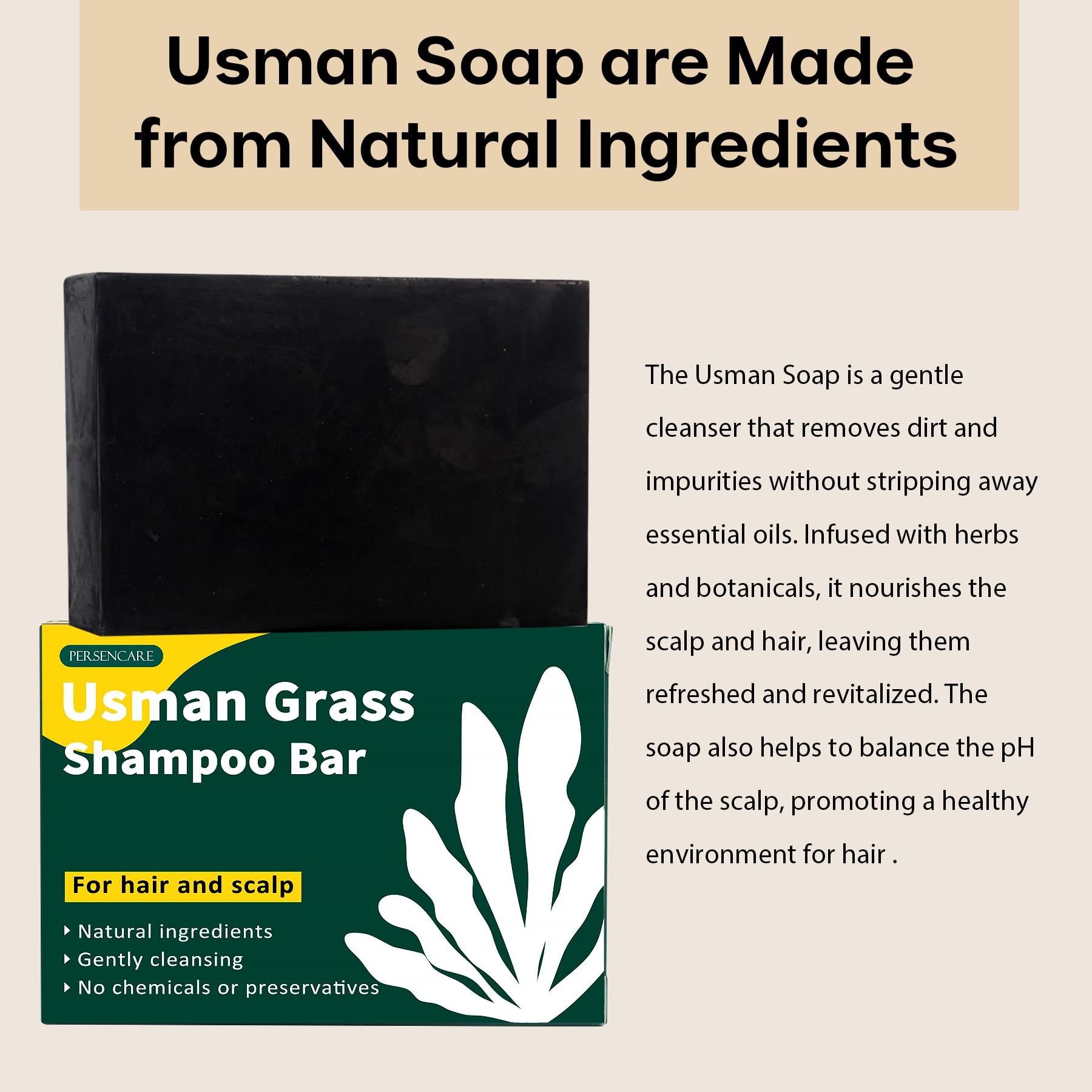VAEYAE Natural Usma Juice Shampoo Bar + Essential Oil Set – Hair Vitality & Darkening