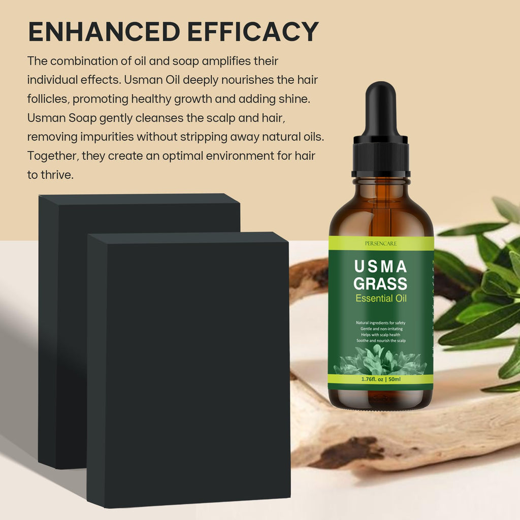 VAEYAE Natural Usma Juice Shampoo Bar + Essential Oil Set – Hair Vitality & Darkening