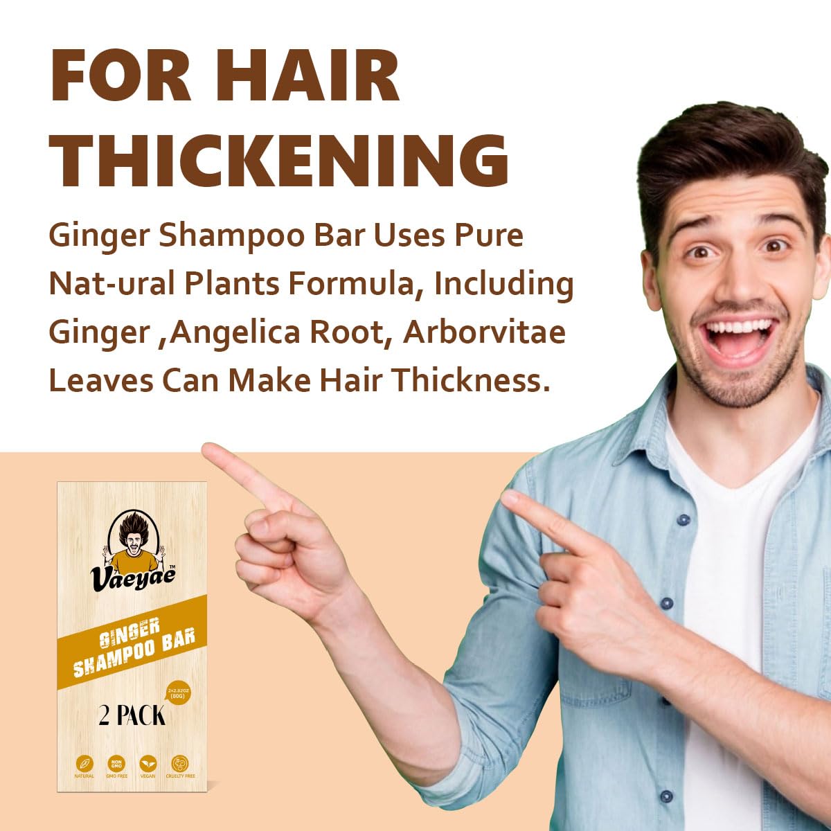 VAEYAE Ginger Shampoo Bar for Hair Growth & Thickening – 2 Bars