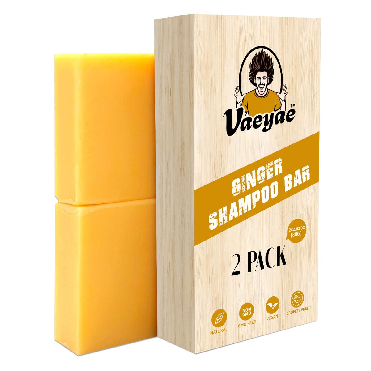 VAEYAE Ginger Shampoo Bar for Hair Growth & Thickening – 2 Bars