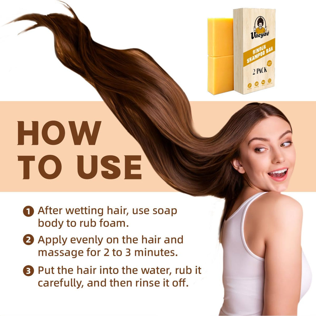 VAEYAE Ginger Shampoo Bar for Hair Growth & Thickening – 2 Bars