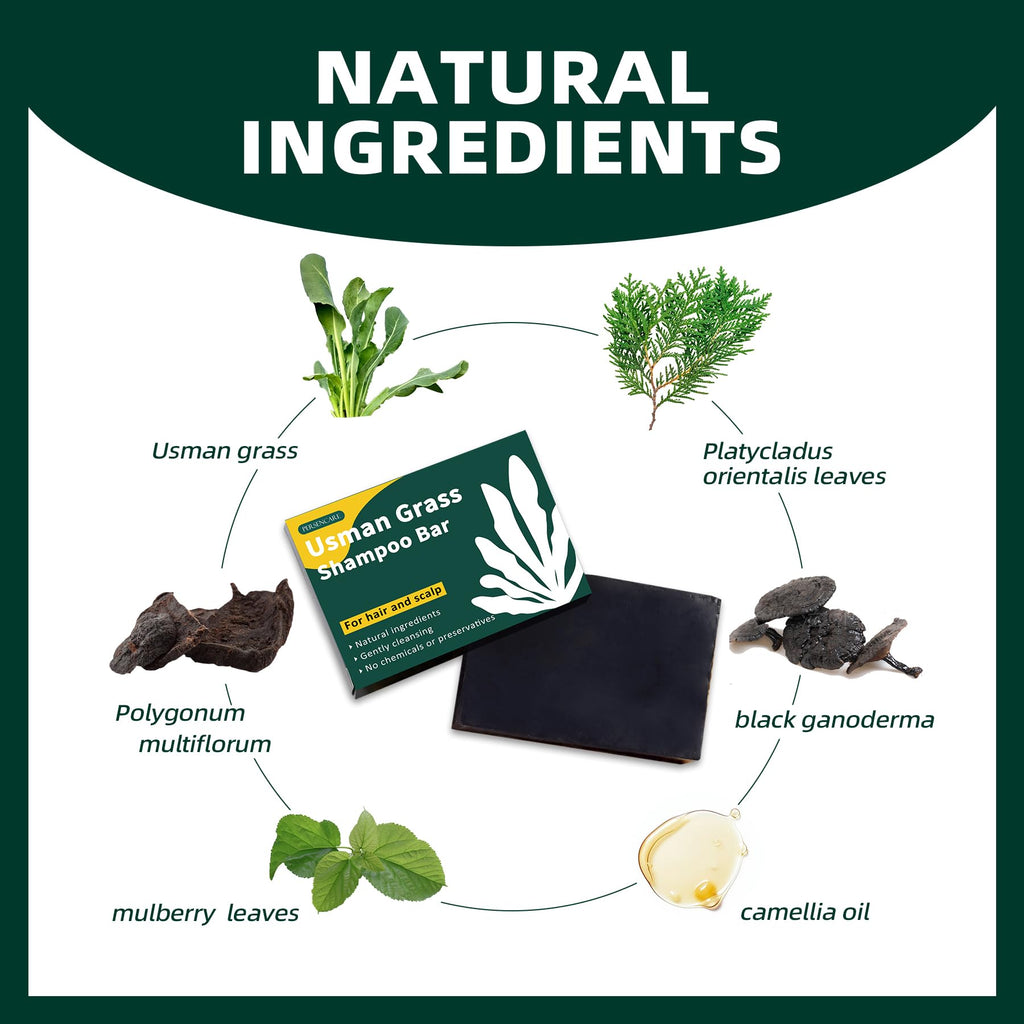 VAEYAE Usman Grass Shampoo Bar – Gray Hair Thickening & Growth (2 Pcs)
