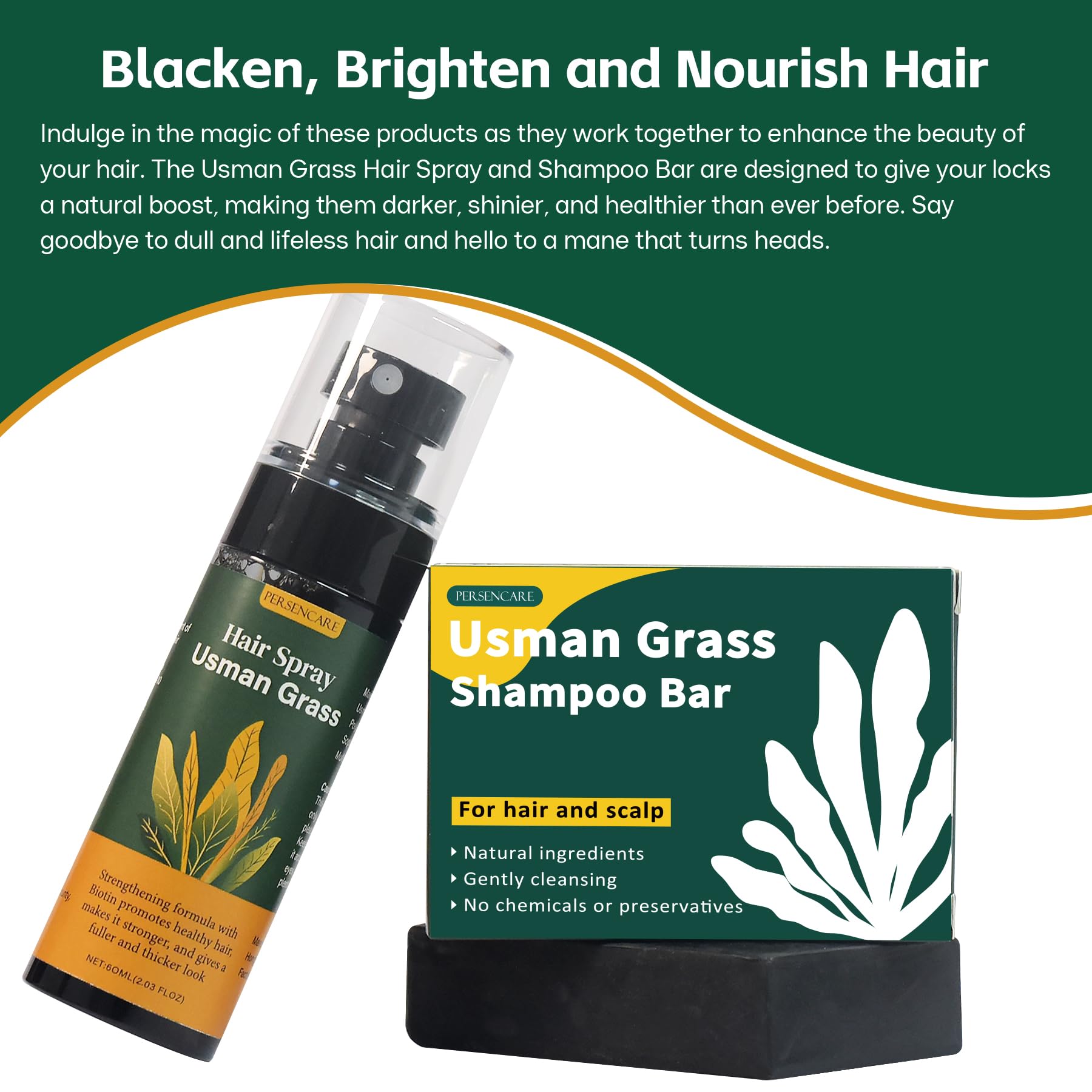 VAEYAE Usman Shampoo Bar + Spray Set — Hair Thickening, Darkening & Scalp Care