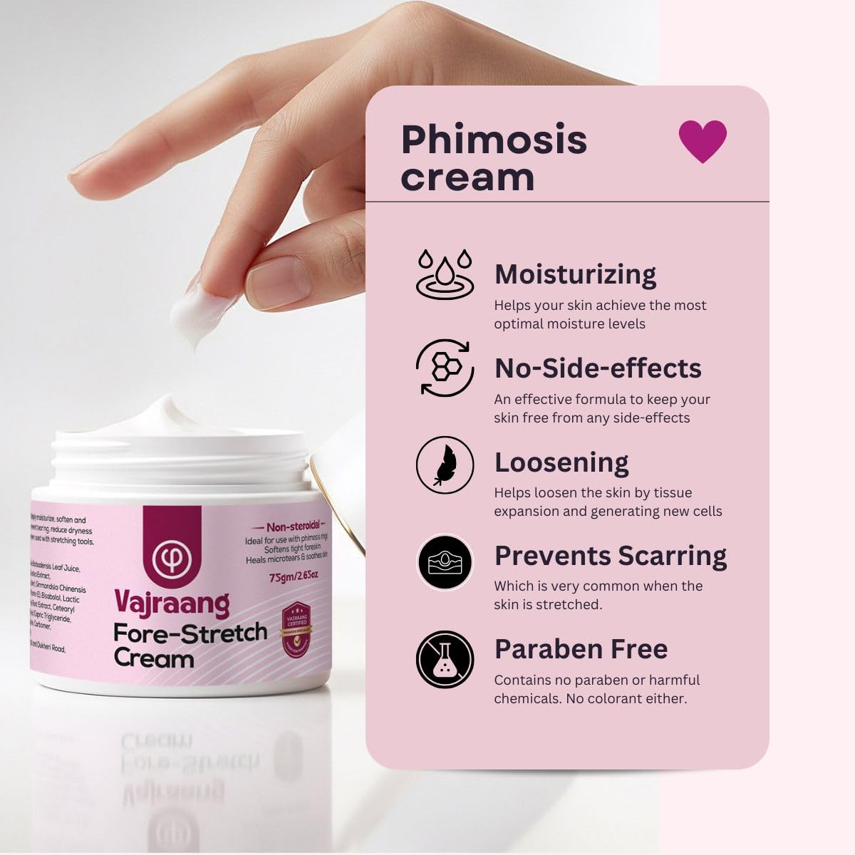 Vajraang Fore-stretch Cream – Phimosis Relief, Natural Ayurvedic Formula, 2.65 fl oz