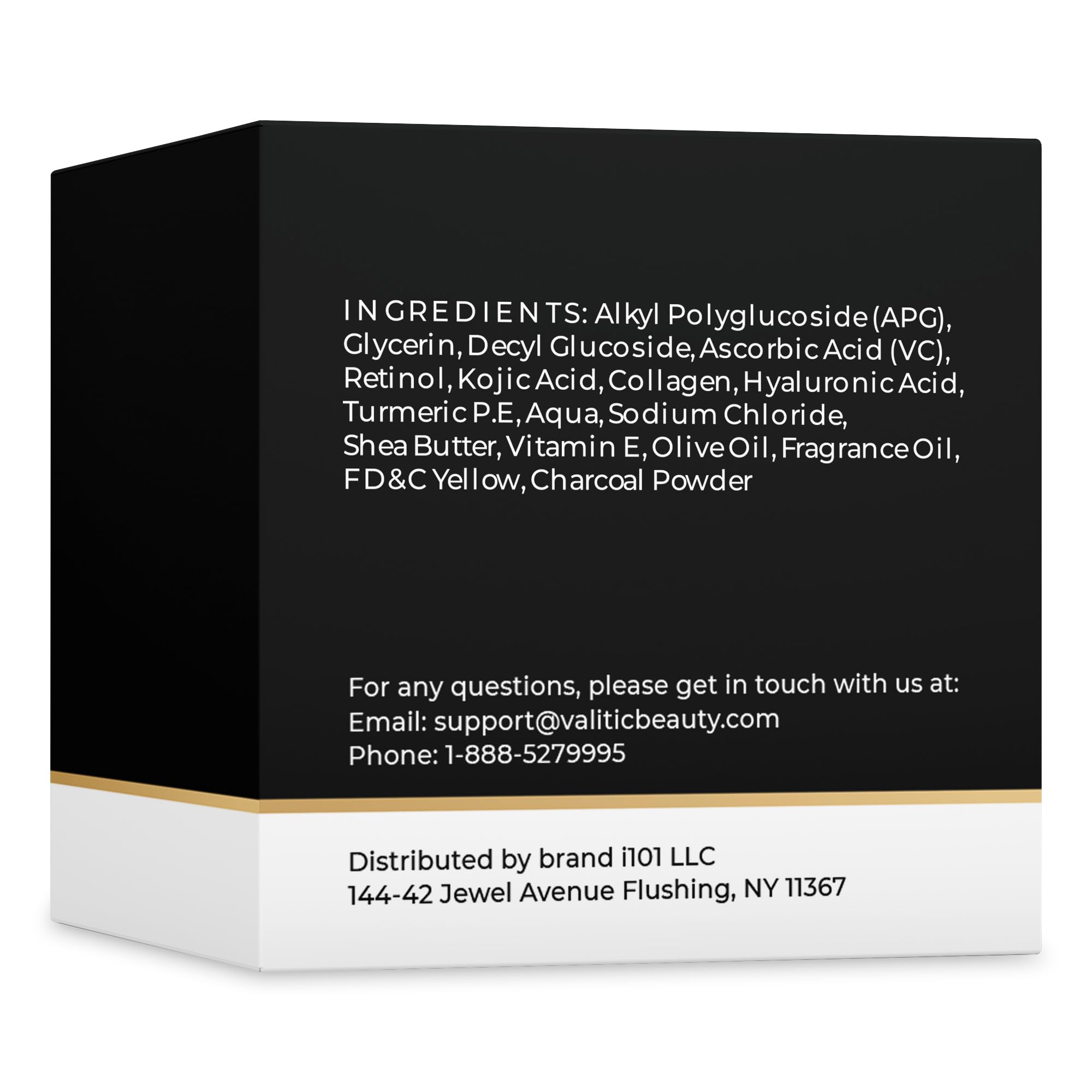 VALITIC Charcoal Kojic Acid Turmeric Black Soap Bar – 2 Pack with Holder